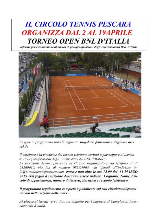 LOCANDINA BNL OPEN 2015
