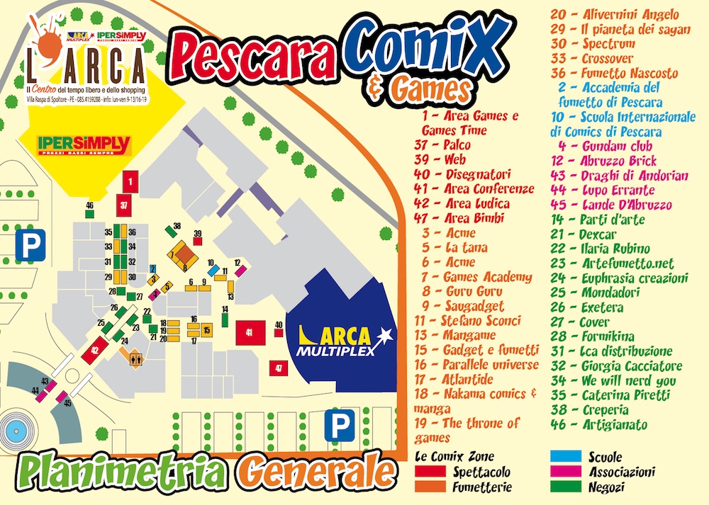 mappa Pescara Comix & Games 2016
