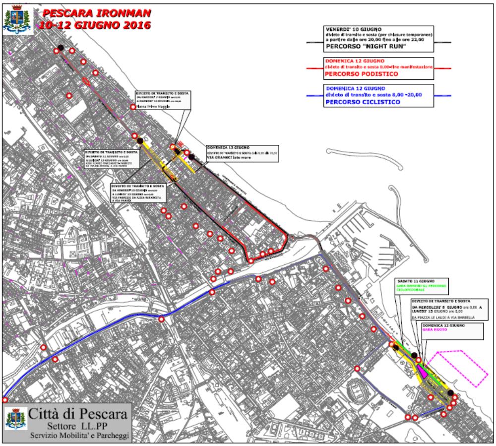 Ironman 2016 a Pescara cartina e viabilità
