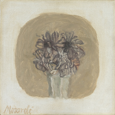 Giorgio Morandi Fiori, 1962, olio su tela, 25,5x25,5 cm_Museo d'Arte Moderna Mario Rimoldi-Regole d'Ampezzo