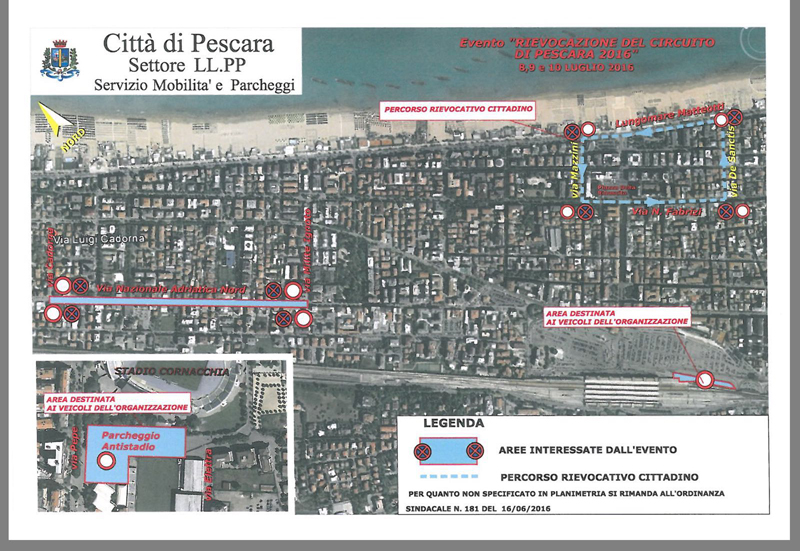 Rievocazione del Circuito di Pescara, informazioni su come muoversi in città