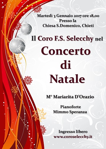 Chieti, Concerto di Natale il 3 gennaio alla Chiesa di San Domenico