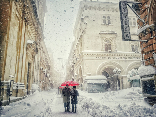 Corso Marrucino Chieti con neve