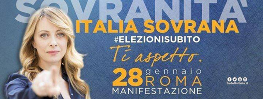 "Italia Sovrana" il 28 gennaio il coordinameno Fd'I-An di Pescara in Piazza a Roma Sovranità Italia Sovrana il 28 gennaio Roma