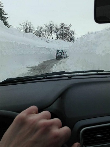 strada innevata provincia Teramo