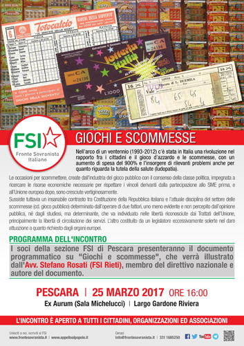 volantino seminario FSI Pescara giochi e scommesse