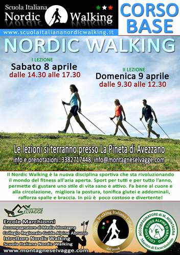 8 - 9 aprile 2017 , corso base di Nordic Walking ad Avezzno