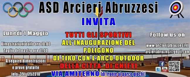 Chieti, inaugura il primo poligono di tiro con l'arco outdoor