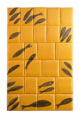Muro Giallo 240x150 tecnica mista 26 elementi 2017