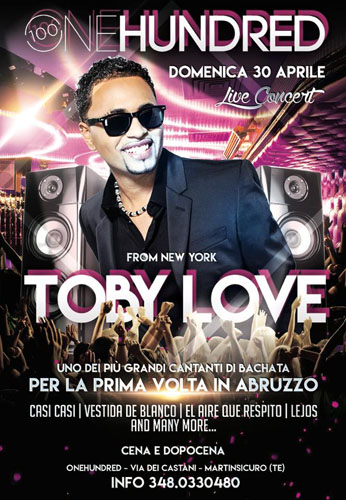 Toby Love in concerto domenica 30 aprile al One Hundred di Martinsicuro