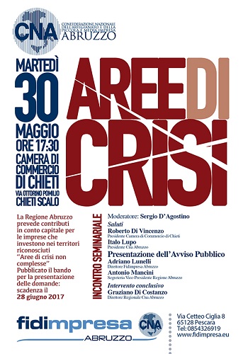 Aree di crisi, 16 milioni per l’Abruzzo con i fondi Por-Fesr