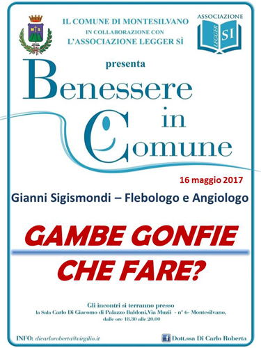 "Gambe Gonfie: che fare?", martedì 16 maggio seminario a Montesilvano