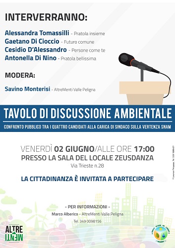 Locandina Pratola sindaci tavolo di discussione ambientale