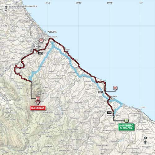 giro d'Italia mappa in Abruzzo