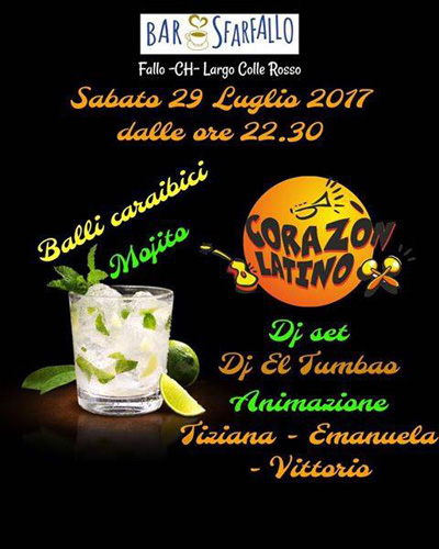 Corazon Latino al Bar Sfarfallo il 29 luglio 2017 a Fallo