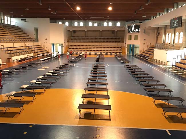 letti al Pala Giovanni Paolo II