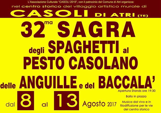 Sagra-degli-Spaghetti-al-Pesto-Casolano-delle-Anguille-e-del-Baccalà-Casoli-di-Atri-Dal-8-al-13-agosto-2017