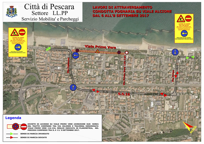 mappa lavori in via Primo Vere