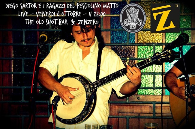 Diego Sartor live ven 6 Ottobre. The Old Shot Bar & Zenzero