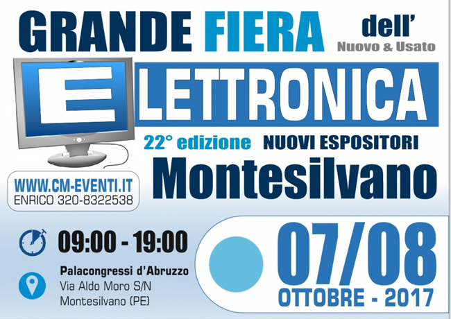 Grande Fiera dell'Elettronica il 7 e 8 ottobre 2017 a Montesilvano