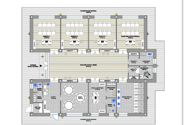 Pianta via sospiri con arredi a Montesilvano