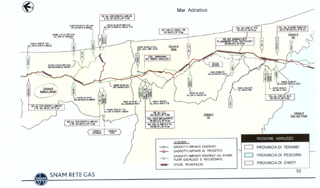 Cartina nuovo metanodotto Snam