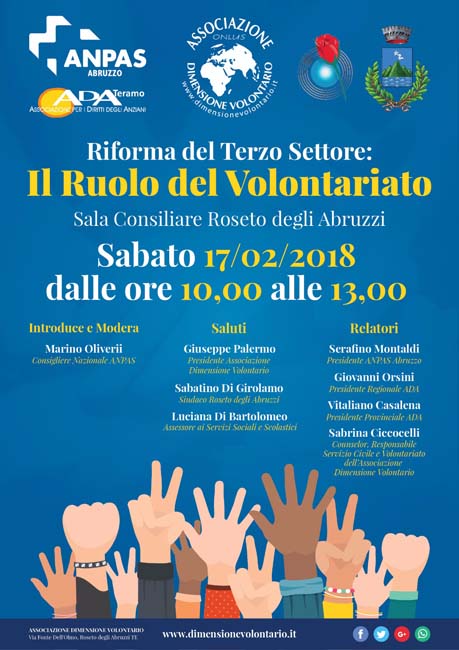 Roseto: convegno sulla riforma del Terzo Settore il 17 febbraio