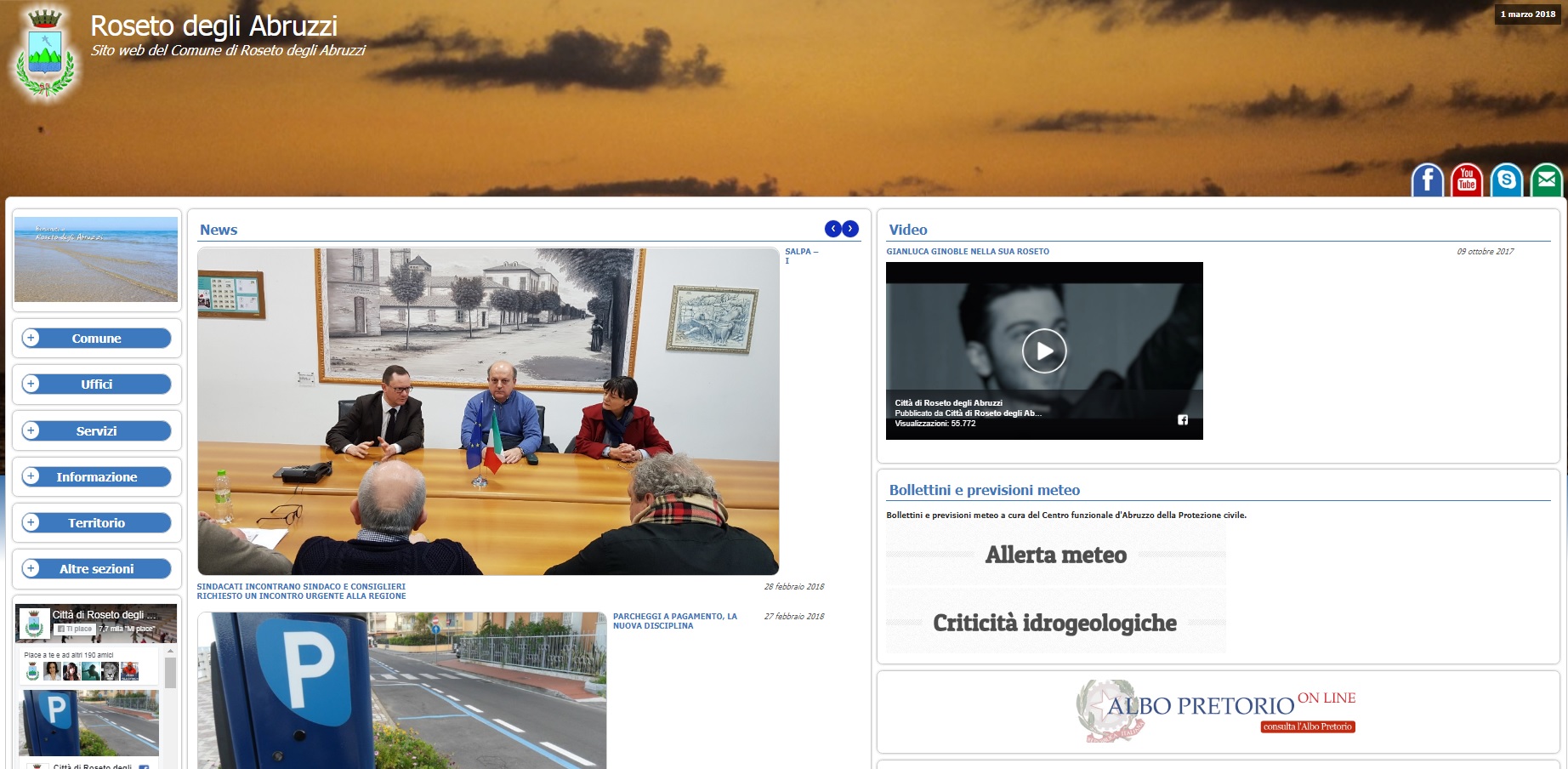 Screen shot nuovo sito al 1° marzo 2018