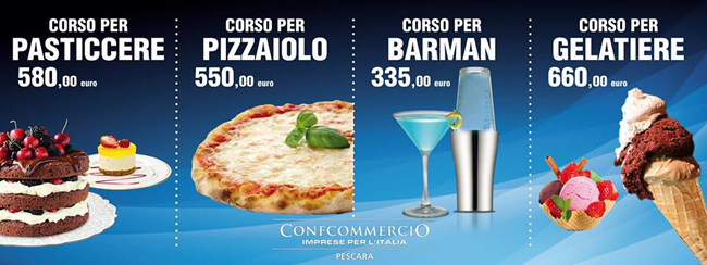 Pescara, da marzo corsi di barman, pasticcere, pizzaiolo e gelatiere