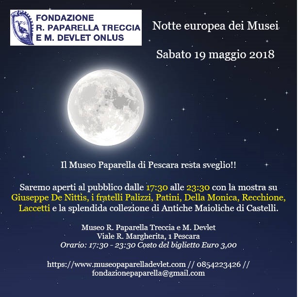 Pescara Notte dei Musei anche Fondazione Paparella Treccia