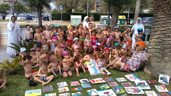 lezione di pittura Gino Berardi per 50 bambini