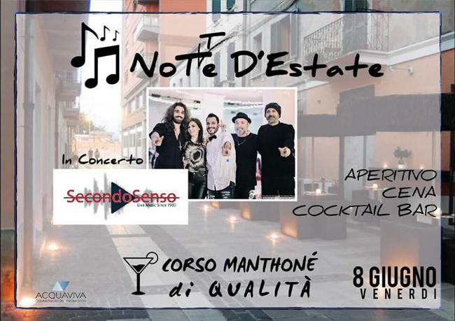 Secondo Senso live Corso Manthoné Pescara 8 giugno 2018