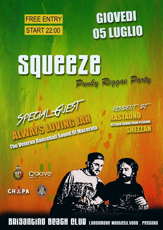 Squeeze Brigantino punky reggae party 5 luglio Pescara