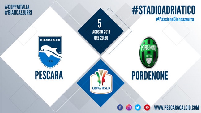 Coppa Italia Pescara Pordenone biglietti info