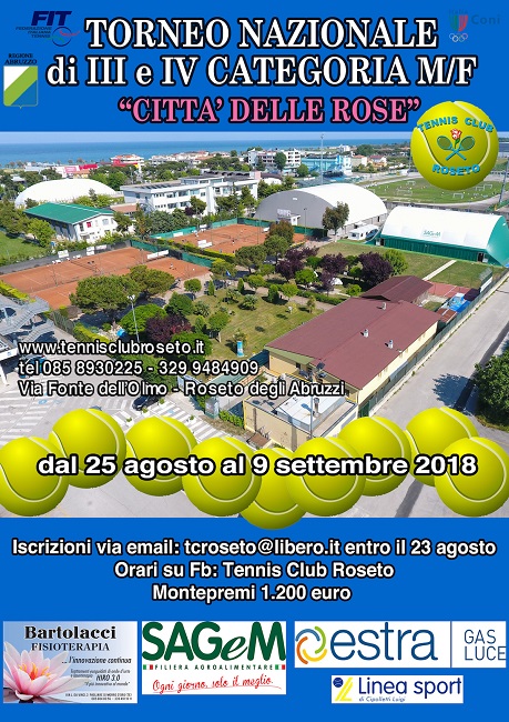 Tennis, torneo Città delle Rose 2018