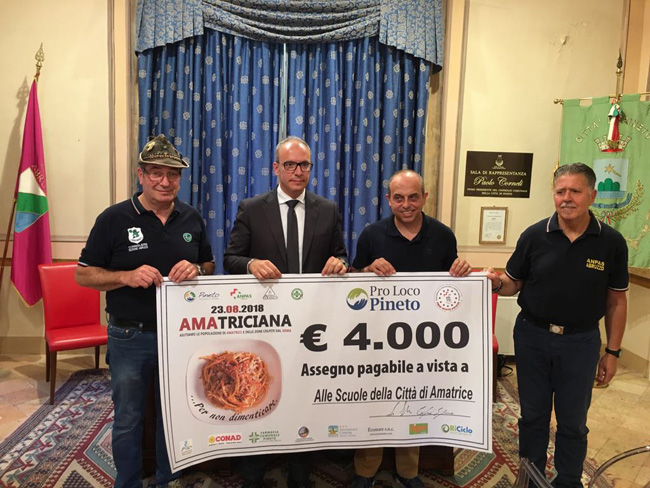donazione Amatrice 8 settembre 2018