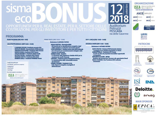 Sisma Eco Bonus: convegno nazionale Pescara