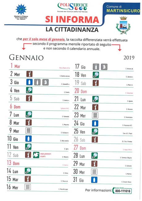 calendario gennaio martinsicuro