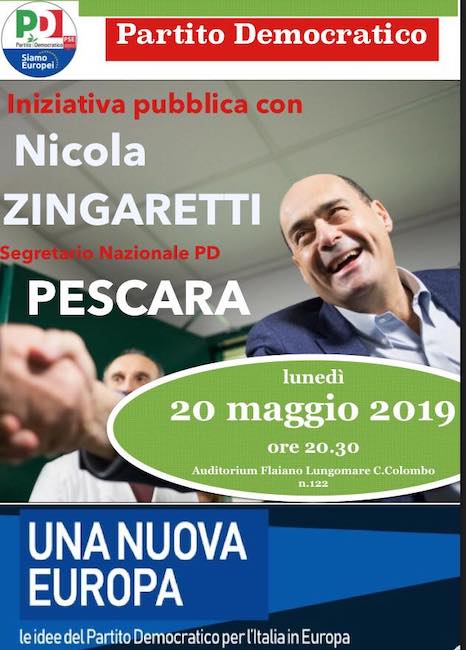 Nicola Zingaretti Pescara 20 maggio 2019