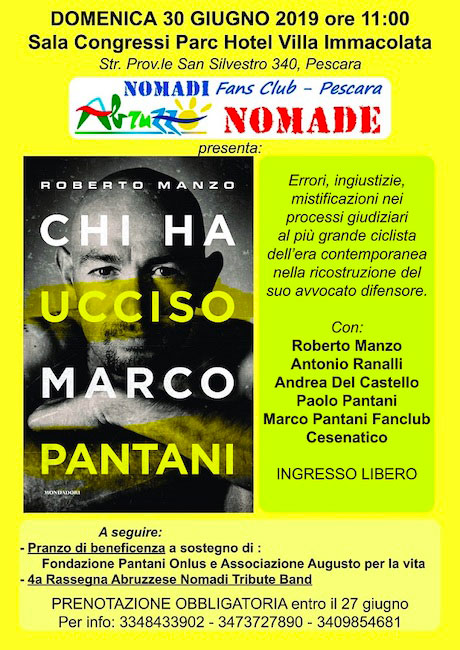 "Chi ha ucciso Marco Pantani", il libro inchiesta di Marco Manzo a Pescara