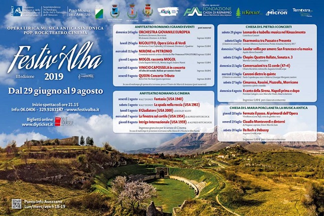 Concerti L'Aquila luglio 2019: cantanti, date, dove