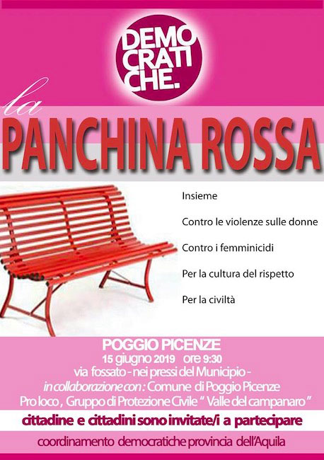 la panchina rossa 15 giugno 2019