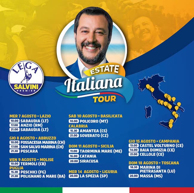 estate italiana tour salvini 2019