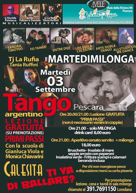 martedì milonga 3 settembre 2019