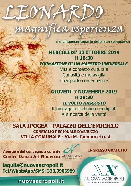 L'Aquila, Palazzo dell'Emiciclo: il secondo incontro su Leonardo da Vinci L'Aquila, Palazzo dell'Emiciclo: il secondo incontro su Leonardo da Vinci