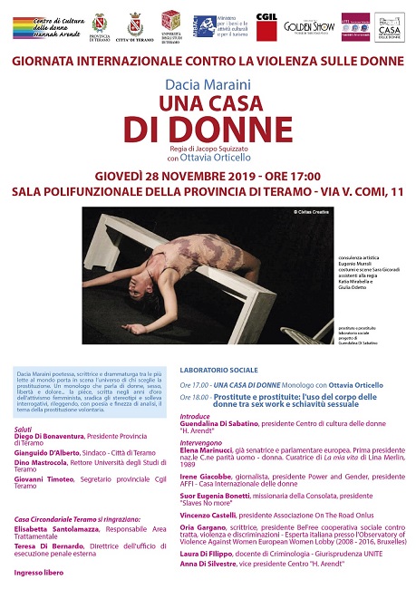 Teramo, doppio appuntamento con Una casa di donne, di Dacia Maraini