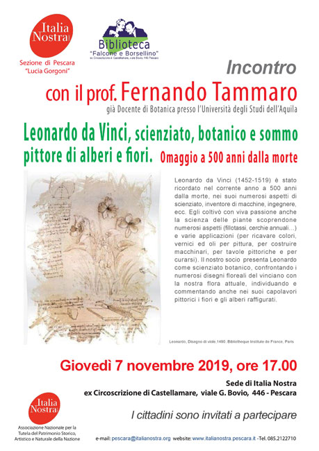 Incontro con Fernando Tammaro su Leonardo da Vinci a Pescara