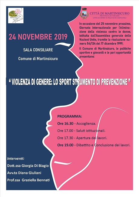 Martinsicuro, “Violenza di genere: lo sport strumento di prevenzione”