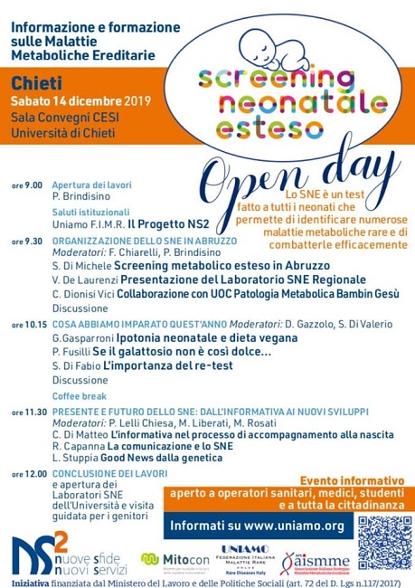 Chieti, Open Day sullo Screening Neonatale esteso Chieti, Open Day sullo Screening Neonatale esteso