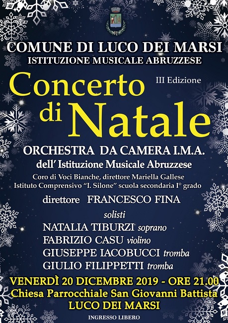 Luco dei Marsi, Gran concerto di Natale con l'Itituzione Sinfonica Abruzzese